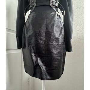 NOS Lanvin River 2011 Snakeskin Leather Mini Pencil Skirt Black US2? Runway Y2K